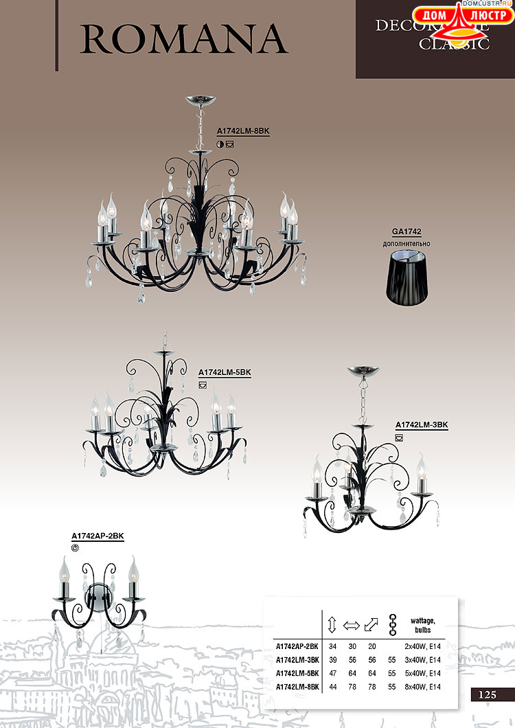 ����������� ������ � ����������� Arte Lamp, ���.: 125